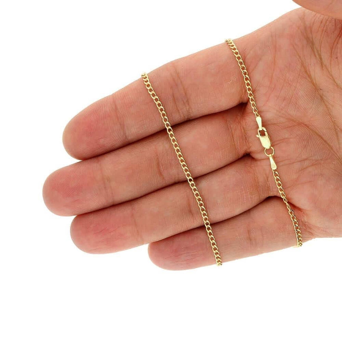 Solid Flat Curb Chain 14K Gold – 16" | 2mm
