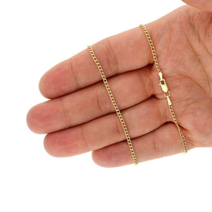 Solid Flat Curb Chain 14K Gold – 16" | 2mm