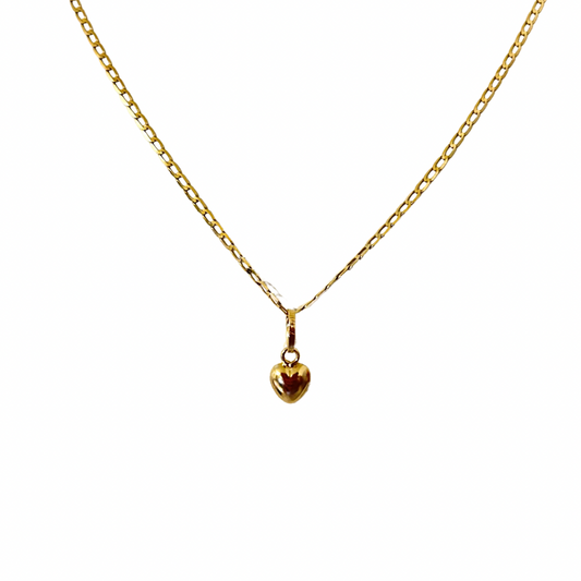 10k Gold 2mm Flat Curb Chain + charm 18"