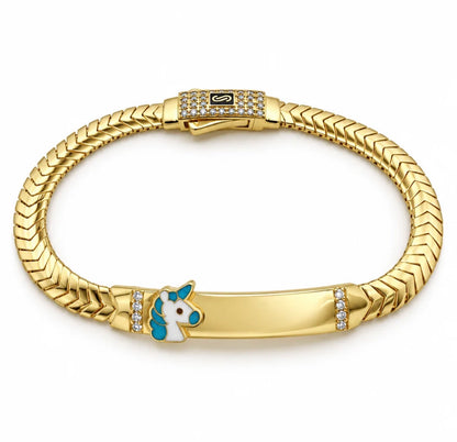 14k Semi-Solid Chevron Unicorn Bracelet 5.5