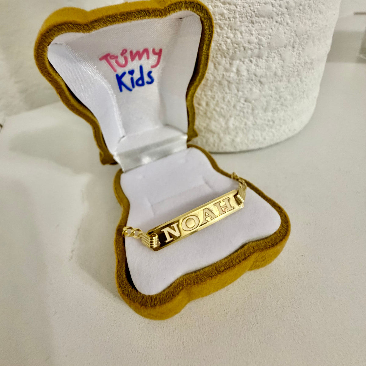 14k Tag ID Shiny Cut Baby Bracelet 6"