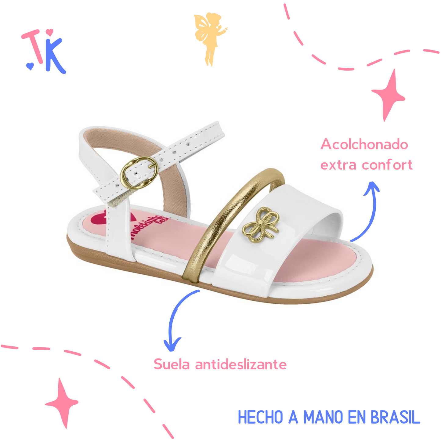 Sandalias para niñas blancas con lazo