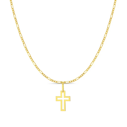 14k Gold Figaro Baby / Toddler / Kids Cruce Pendant/Necklace 16"