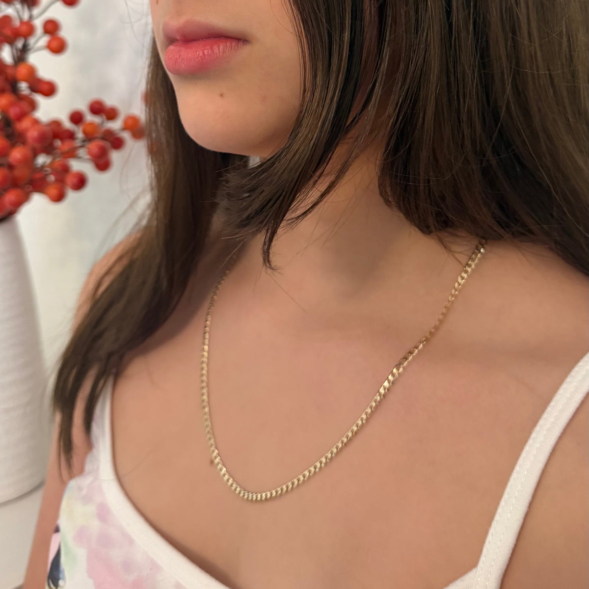 Cadena de oro de 10k de 3mm de eslabones planos de 18"