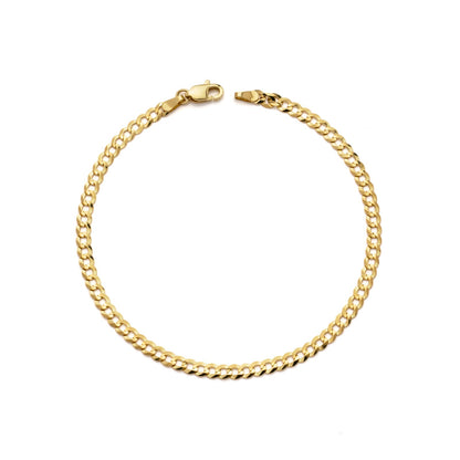 10k Yellow Gold Solid Curb Cuban Bracelet Woman Size 7.5"