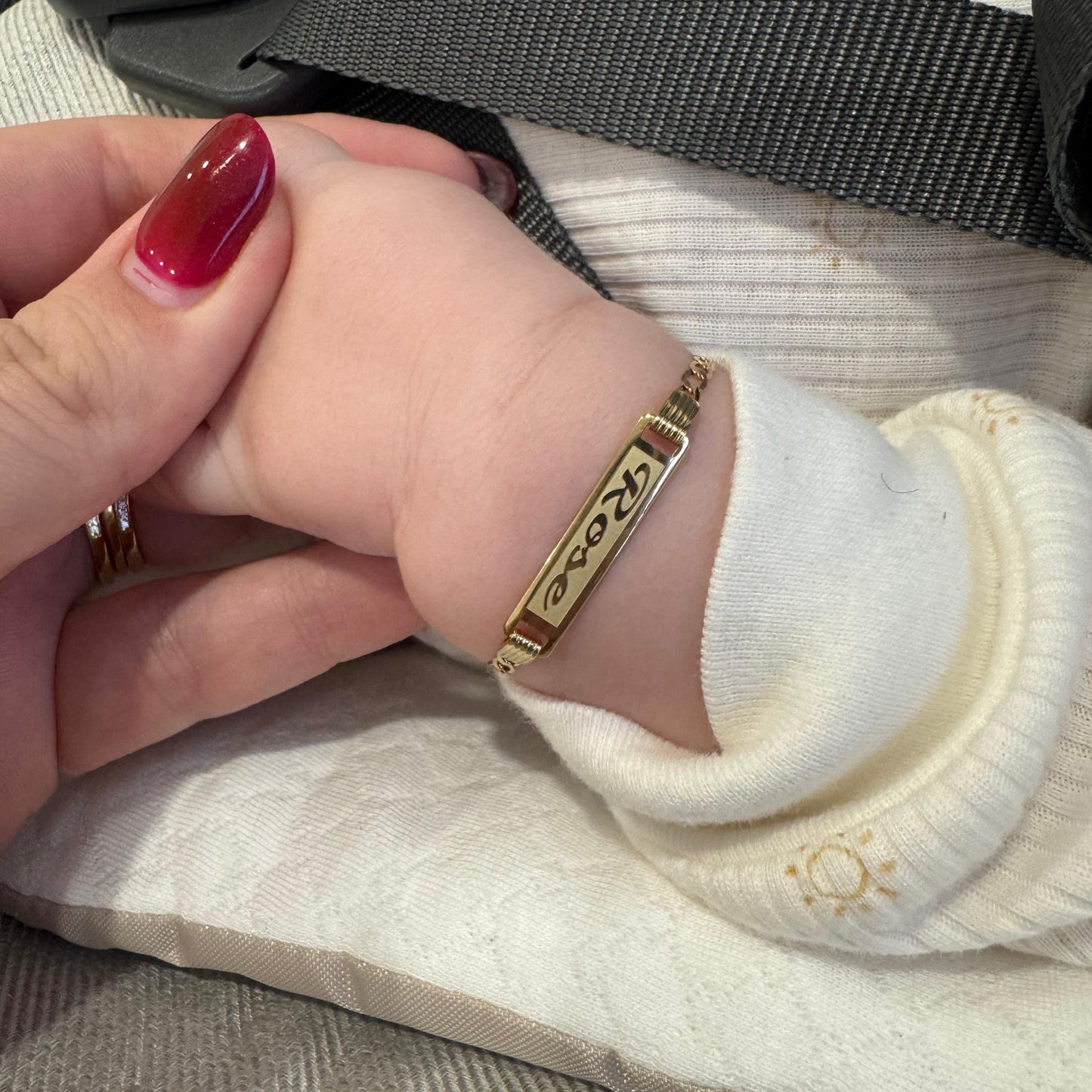 14k Tag ID Shiny Cut Baby Bracelet 6"