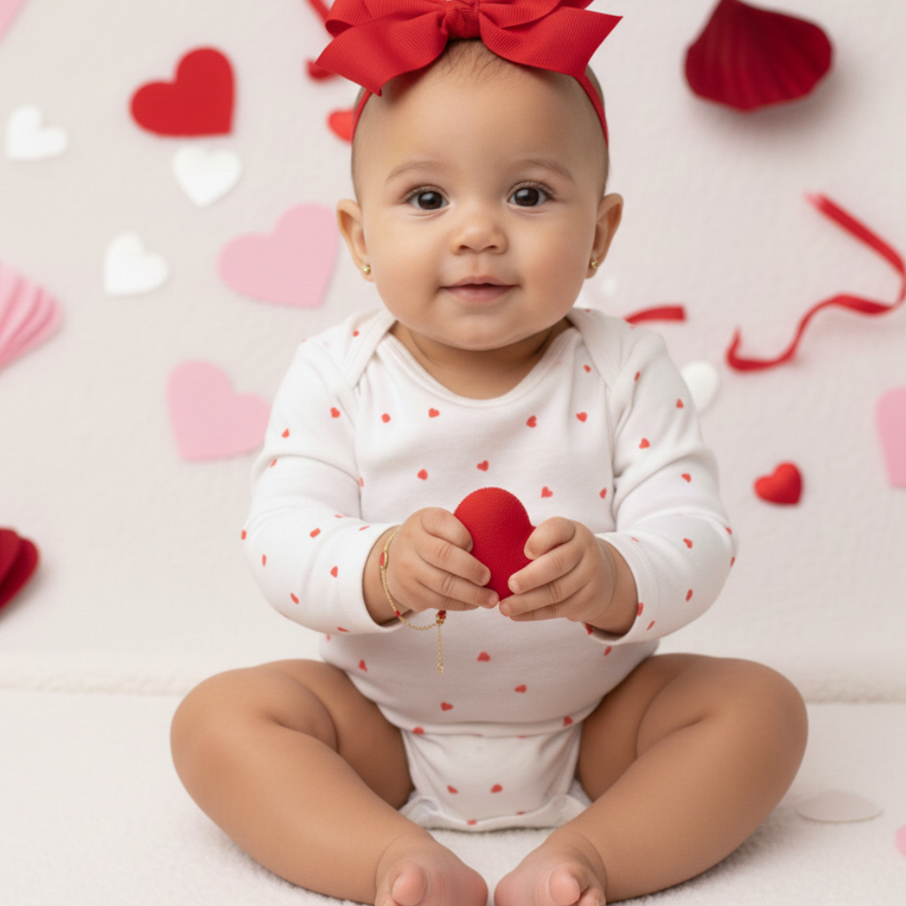 14k Red Enamel Heart Girls Bracelet