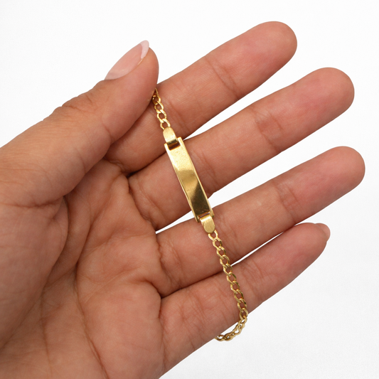 14k Tag ID Shiny Cut Baby Bracelet 6"