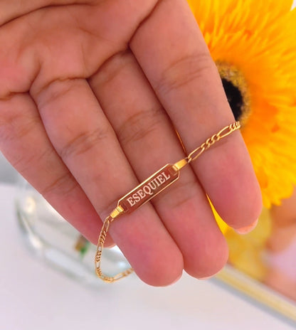 14k Classic Figaro Identification Baby Bracelet 4.5" to 5.5"