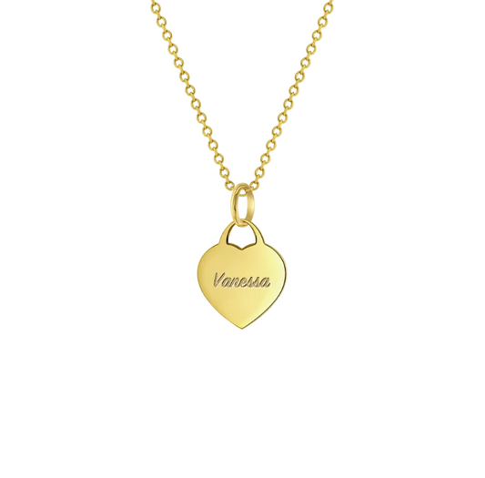 14k Heart Tag ID Children's Necklace 16"