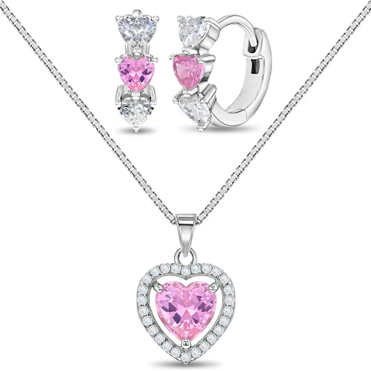 Royal CZ Heart Girls Jewelry Set