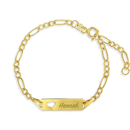 18k gold Heart Cutout Tag ID Baby Bracelet