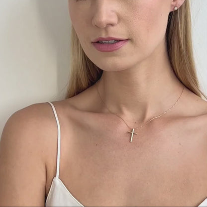 14k Small Cross Women's Pendant Necklace 16" to 18"