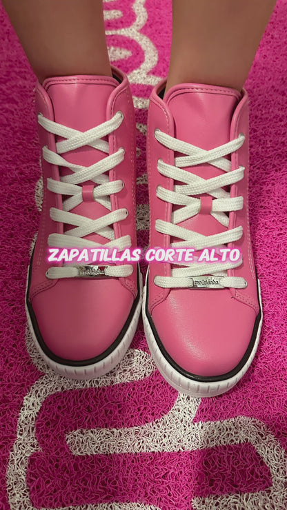 Zapatillas corte alto rosadas