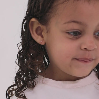 14k Tiny CZ Birthstone Toddler Earrings