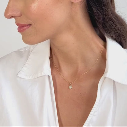 14k Mother of Pearl Heart Women's Necklace 16" to 18"