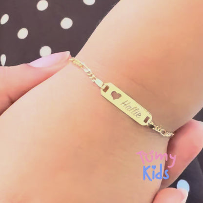 14k Heart Cutout Tag ID Baby Bracelet 4.5" to 5.5"