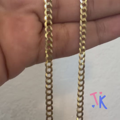 14k Gold 4mm Flat Curb Chain
