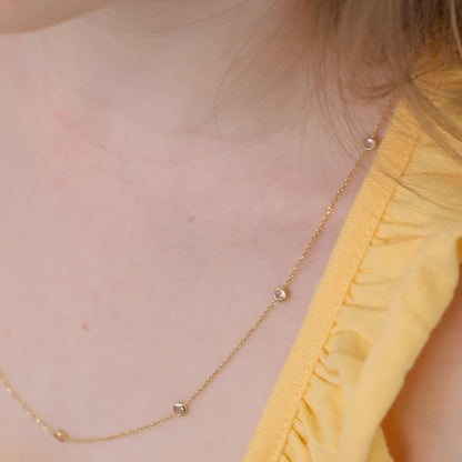 14k Sparkling Station Necklace 16" to 17"