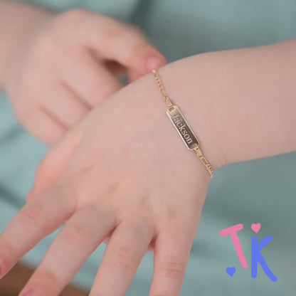 14k Classic Figaro Identification Baby Bracelet 4.5" to 5.5"