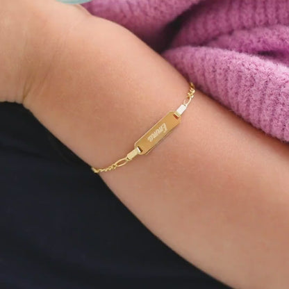 Brazalete de identificación Figaro grabable para niños de 14k hipoalergénico