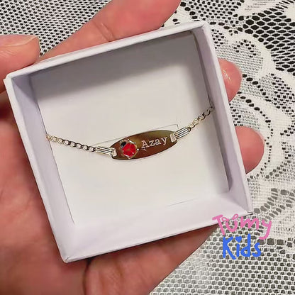 14k Ladybug Enamel ID Bracelet