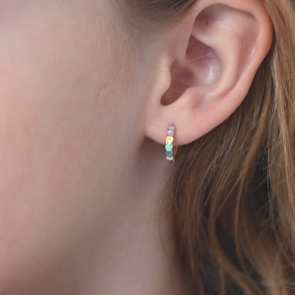 14k Multicolored Heart Cascade Kids Earrings