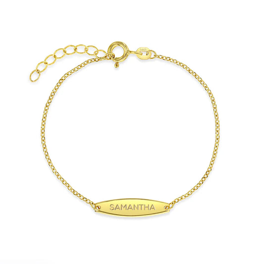14k Classic Engravable Tag ID Baby Bracelet 5.5" to 6"