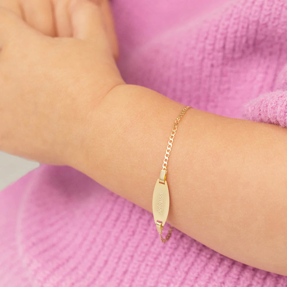 14k Oval Cuban Link Girls Bracelet 5.5"