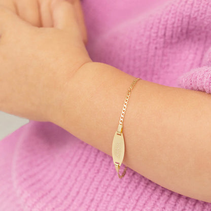14k Oval Cuban Link Girls Bracelet 5.5"