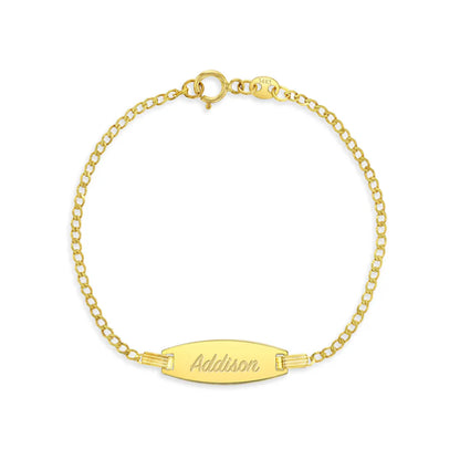 14k Oval Cuban Link Girls Bracelet 5.5"