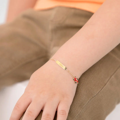 14k Engravable Red Car Boys Bracelet 4.5" to 5.5"