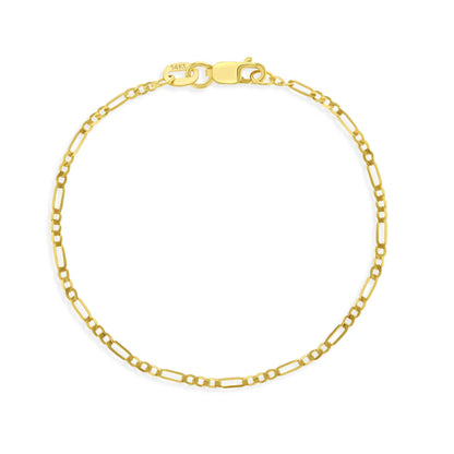 14k Figaro Chain Link Boy's Bracelet