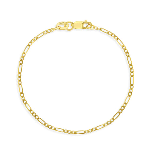 14k Figaro Chain Link Boy's Bracelet