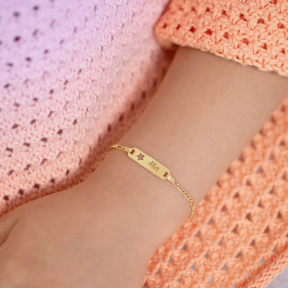 14k Star Cutout Tag ID Baby Bracelet 4.5" to 5"
