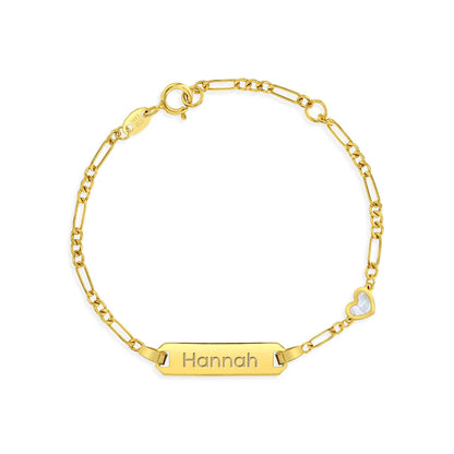 14k Gold Mother of Pearl Heart Bracelet 4.5" to 5.5"
