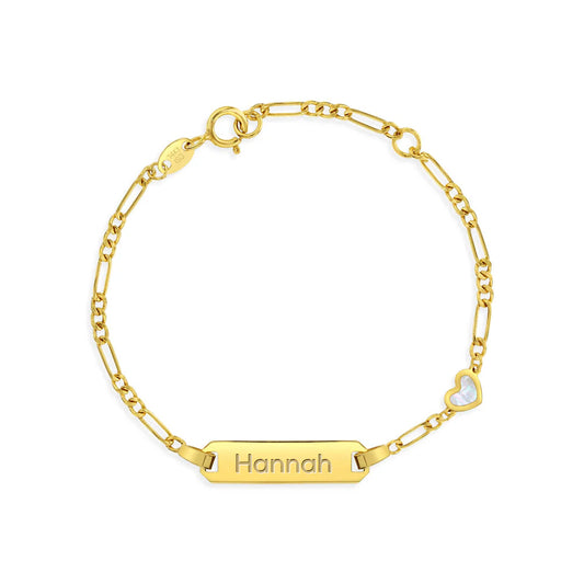 14k Gold Mother of Pearl Heart Bracelet 4.5" to 5.5"