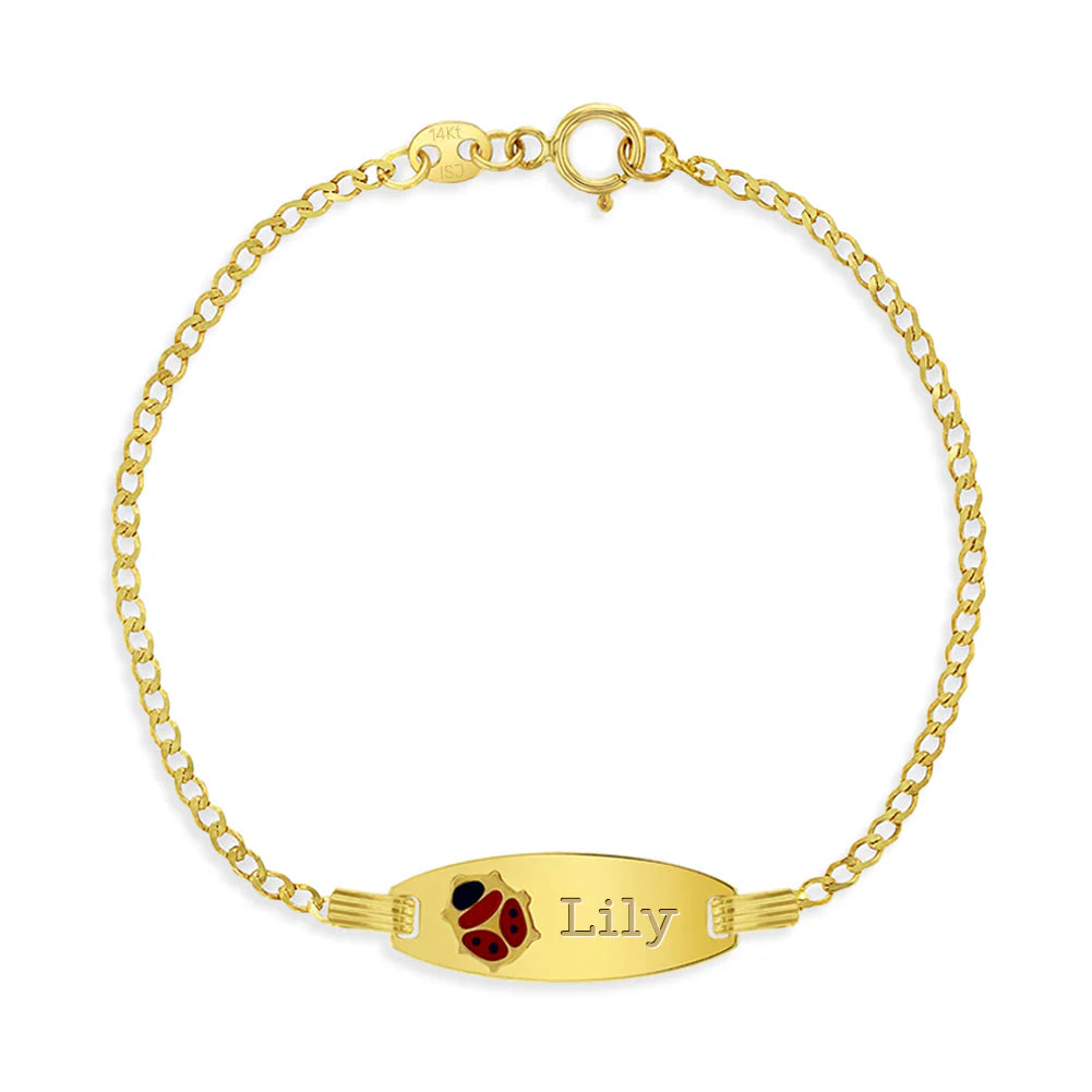 14k Ladybug Enamel ID Bracelet