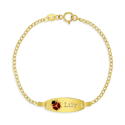 14k Ladybug Enamel ID Bracelet