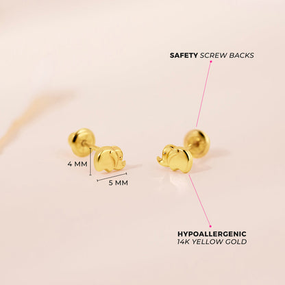 14k Playful Elephant Baby Earrings