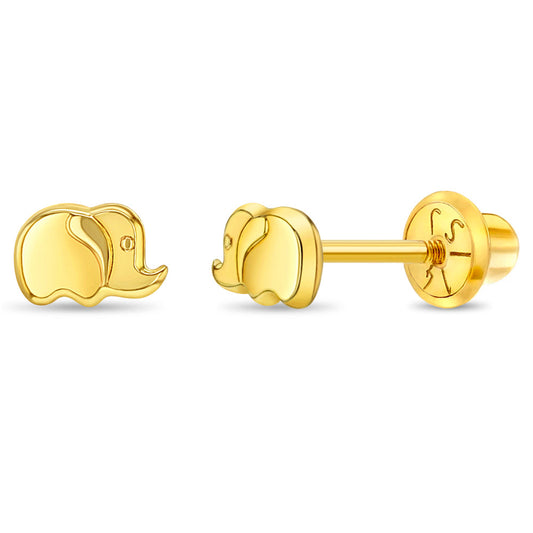 14k Playful Elephant Baby Earrings