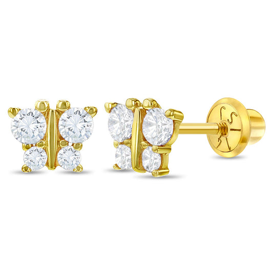 14k Sparkly Butterfly Toddler Earrings