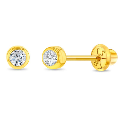 18k gold Bezel Set Diamond Girl Earrings