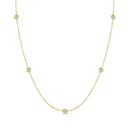 14k Sparkling Station Necklace 16" to 17"