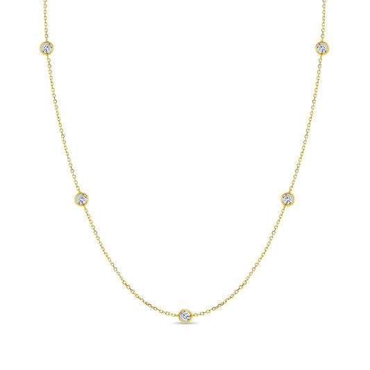 14k Sparkling Station Necklace 16" to 17"