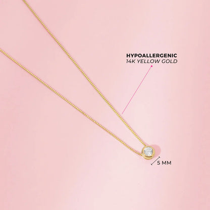 14k Gold Hidden Halo Bezel Girls Necklace 16" ext 17"