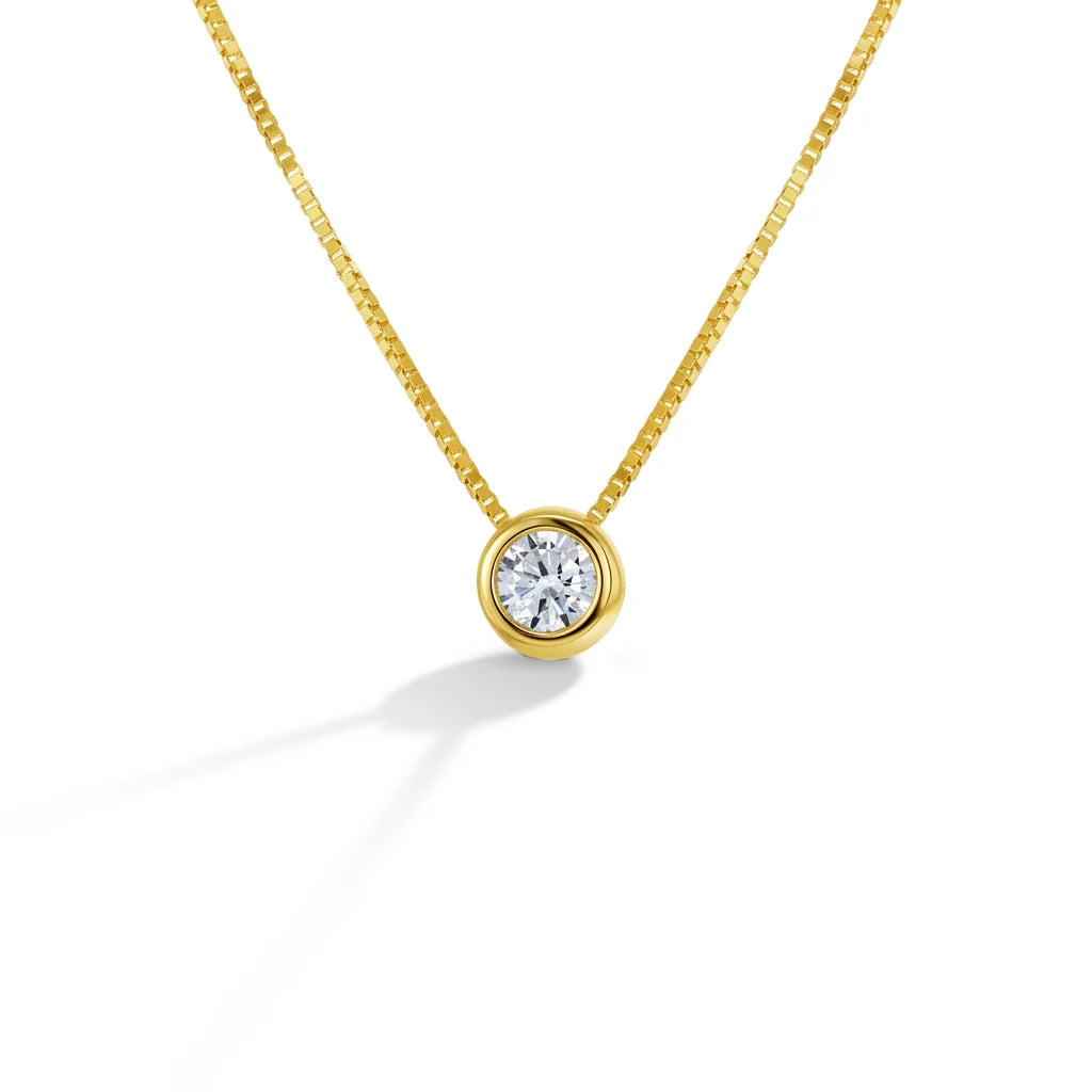 14k Gold Hidden Halo Bezel Girls Necklace 16" ext 17"