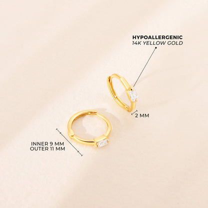 14k Baguette Hoop Earrings