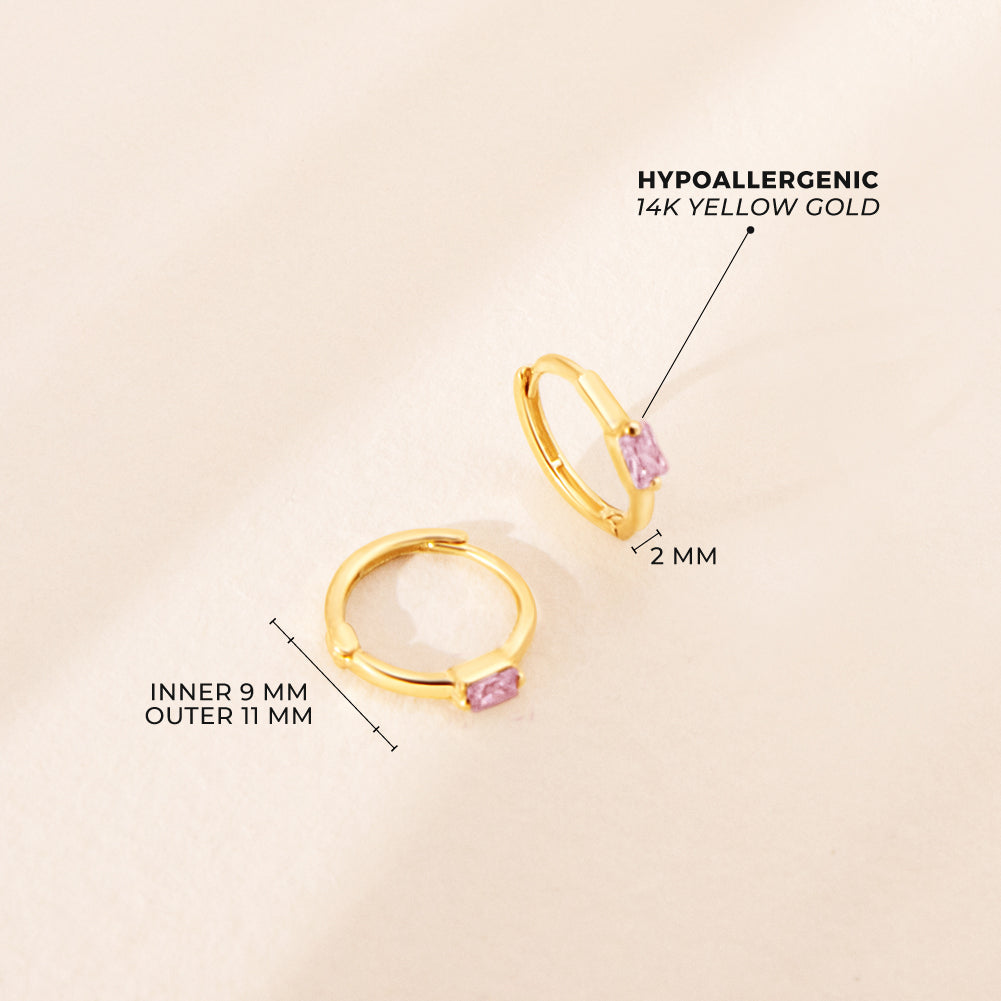 14k Baguette Hoop Earrings