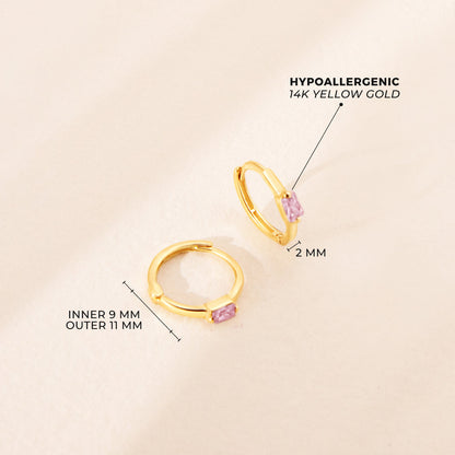 14k Baguette Hoop Earrings